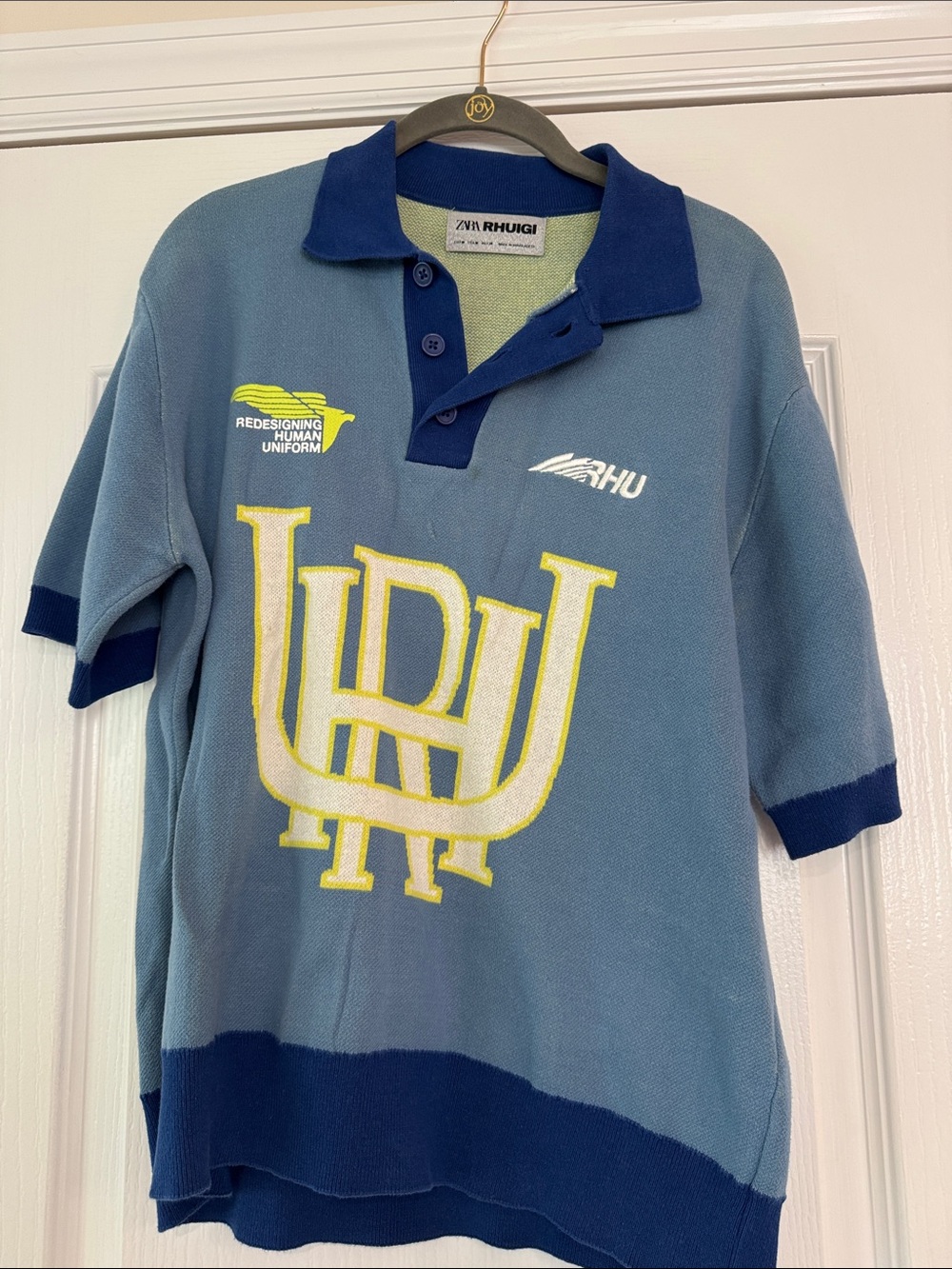 Zara x Rhuigi Blue & Navy Logo Rugby Polo Shirt